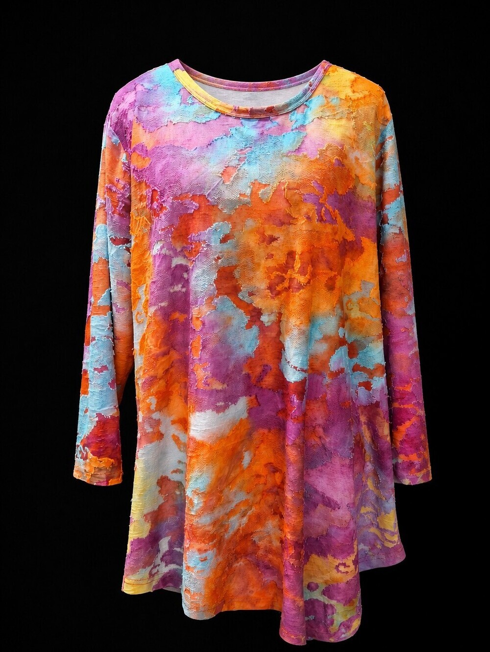 Calessa Plus Artsy Multicolor Textured Abstract Print Knit Top Women Size Ix